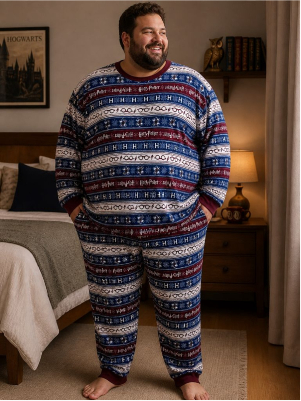 Harry Potter Men’s Pajama Set | 2-Piece Lounge Set | Wizard Print | Cozy
